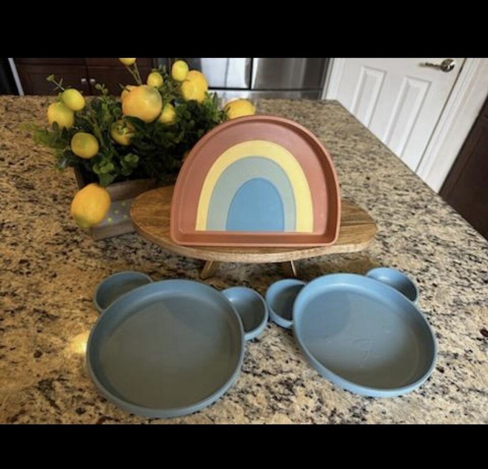 Cloud Island 3 Dining Plates Blue Bear Food Safe Plastic BPA PVC Phthalate-Free
